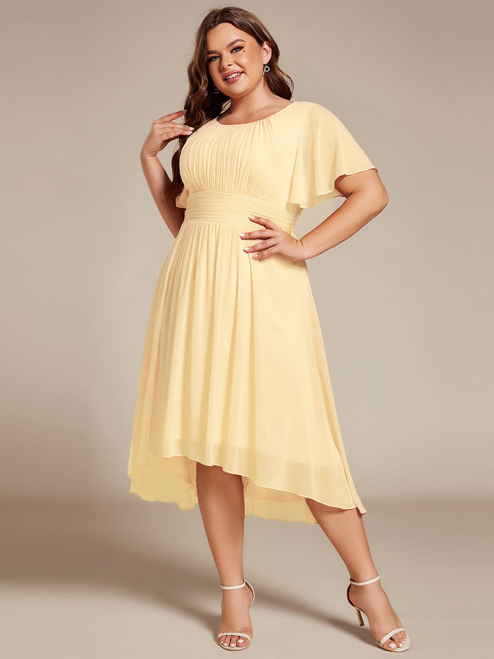 ever EDEN|Flowy Chiffon Round Neckline A-Line Knee Length Wedding Guest Dress