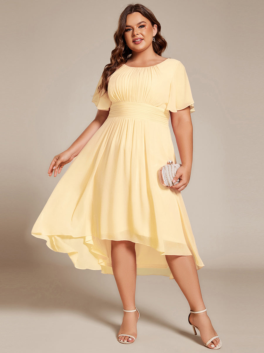 ever EDEN|Flowy Chiffon Round Neckline A-Line Knee Length Wedding Guest Dress