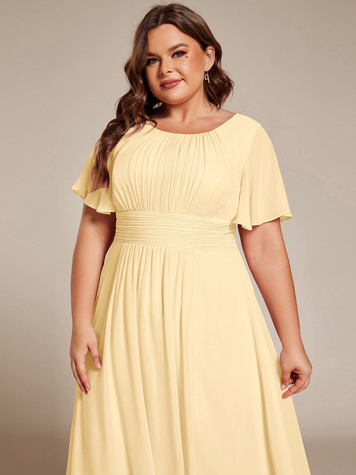 ever EDEN|Flowy Chiffon Round Neckline A-Line Knee Length Wedding Guest Dress
