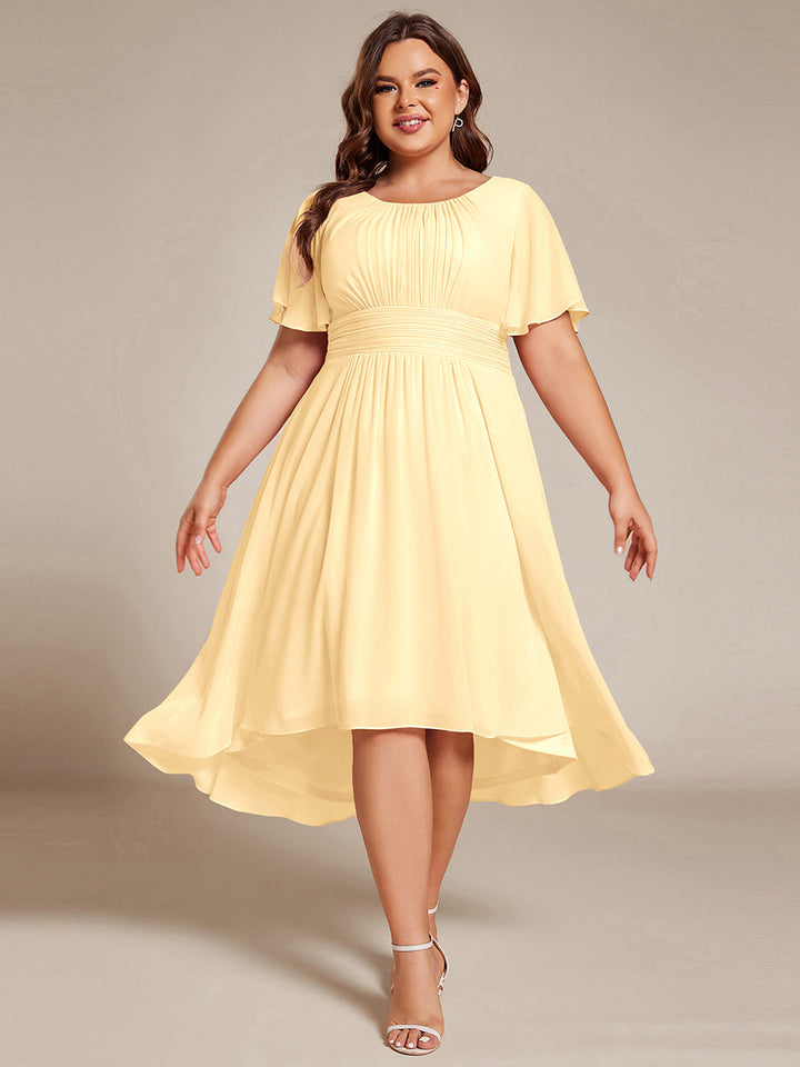 ever EDEN|Flowy Chiffon Round Neckline A-Line Knee Length Wedding Guest Dress