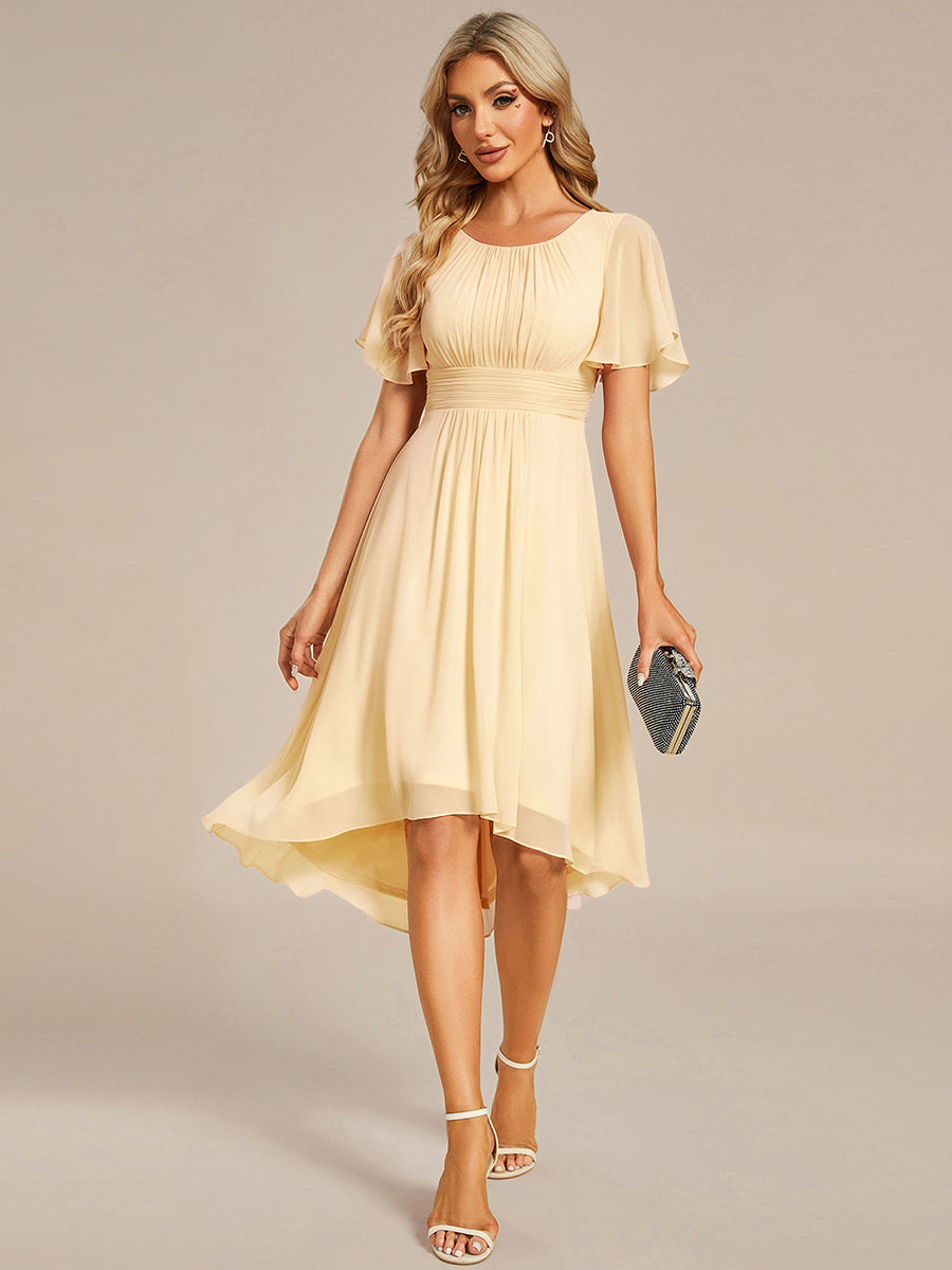 ever EDEN|Flowy Chiffon Round Neckline A-Line Knee Length Wedding Guest Dress