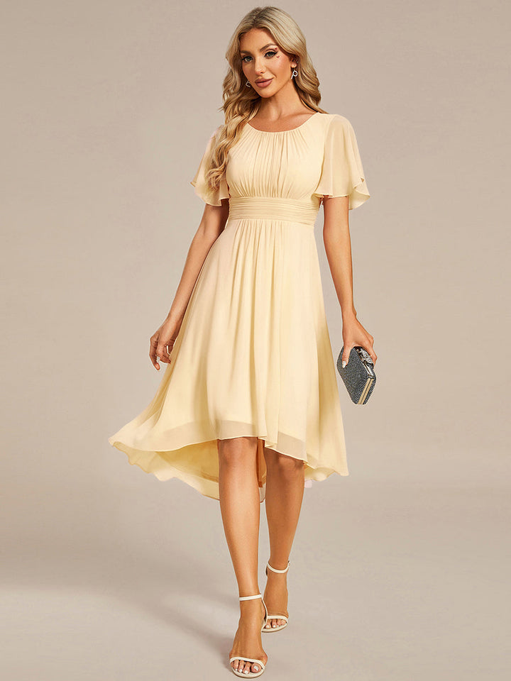 ever EDEN|Flowy Chiffon Round Neckline A-Line Knee Length Wedding Guest Dress