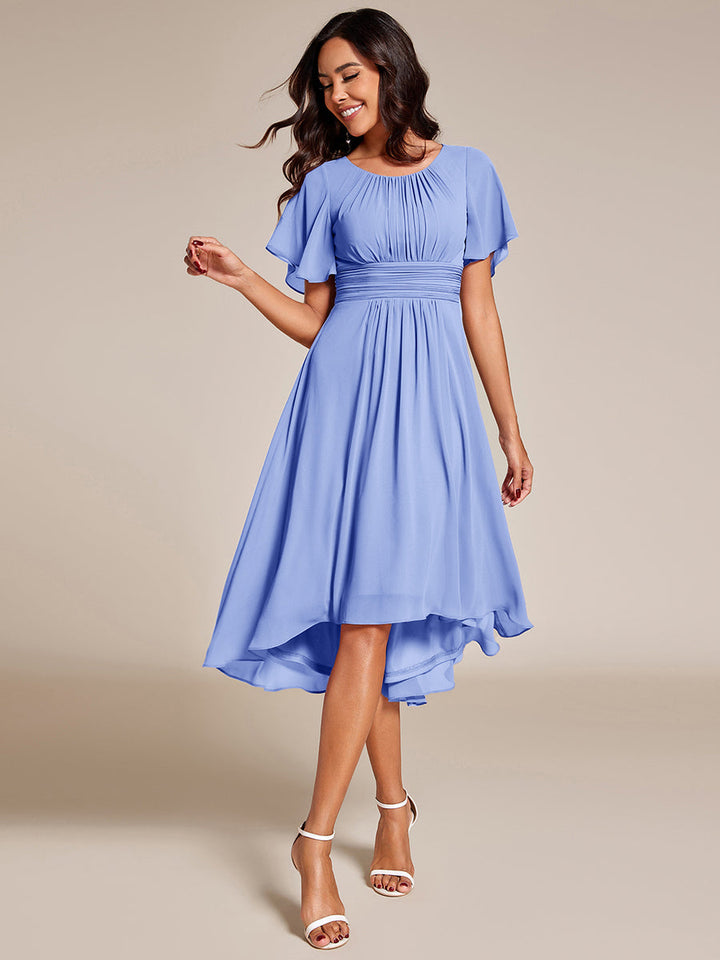ever EDEN|Flowy Chiffon Round Neckline A-Line Knee Length Wedding Guest Dress