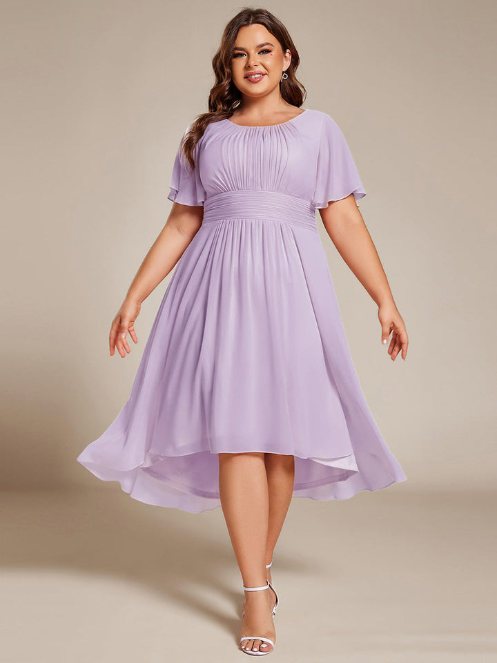 ever EDEN|Flowy Chiffon Round Neckline A-Line Knee Length Wedding Guest Dress