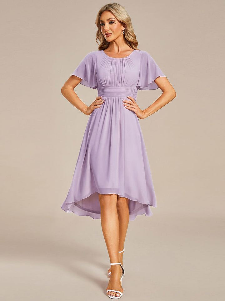 ever EDEN|Flowy Chiffon Round Neckline A-Line Knee Length Wedding Guest Dress