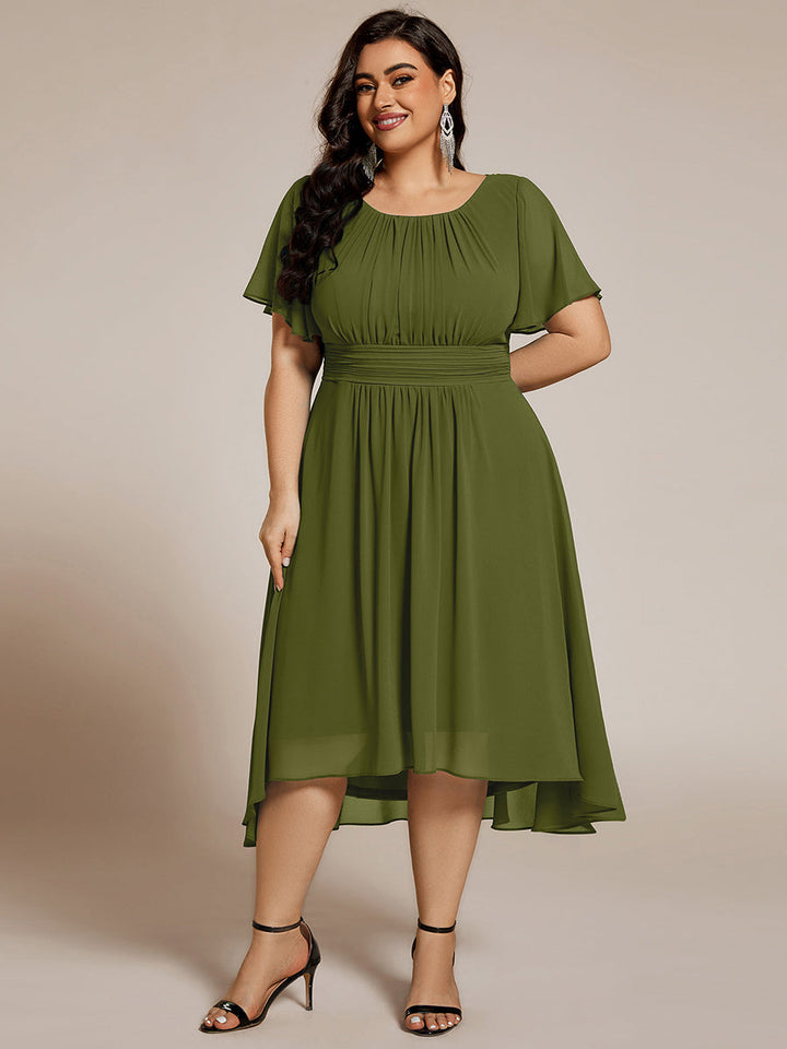 ever EDEN|Flowy Chiffon Round Neckline A-Line Knee Length Wedding Guest Dress