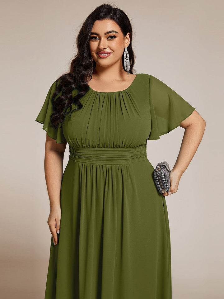 ever EDEN|Flowy Chiffon Round Neckline A-Line Knee Length Wedding Guest Dress