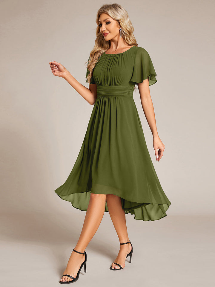 ever EDEN|Flowy Chiffon Round Neckline A-Line Knee Length Wedding Guest Dress