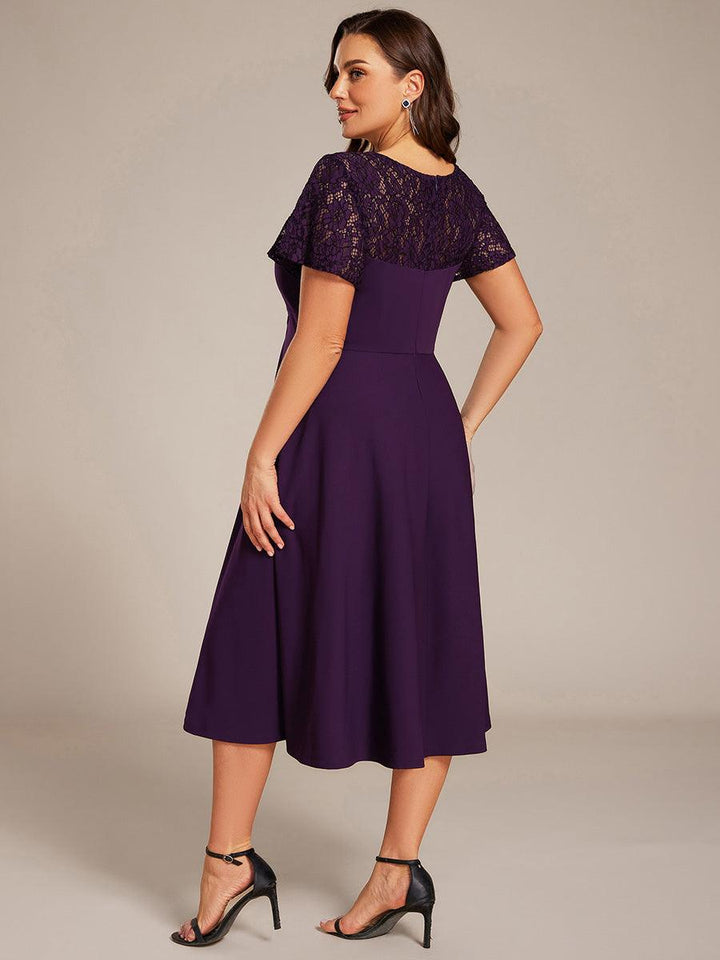 pretty EVIE|Plus Size A-Line Pleated Midi Wedding Guest Dress with Pockets