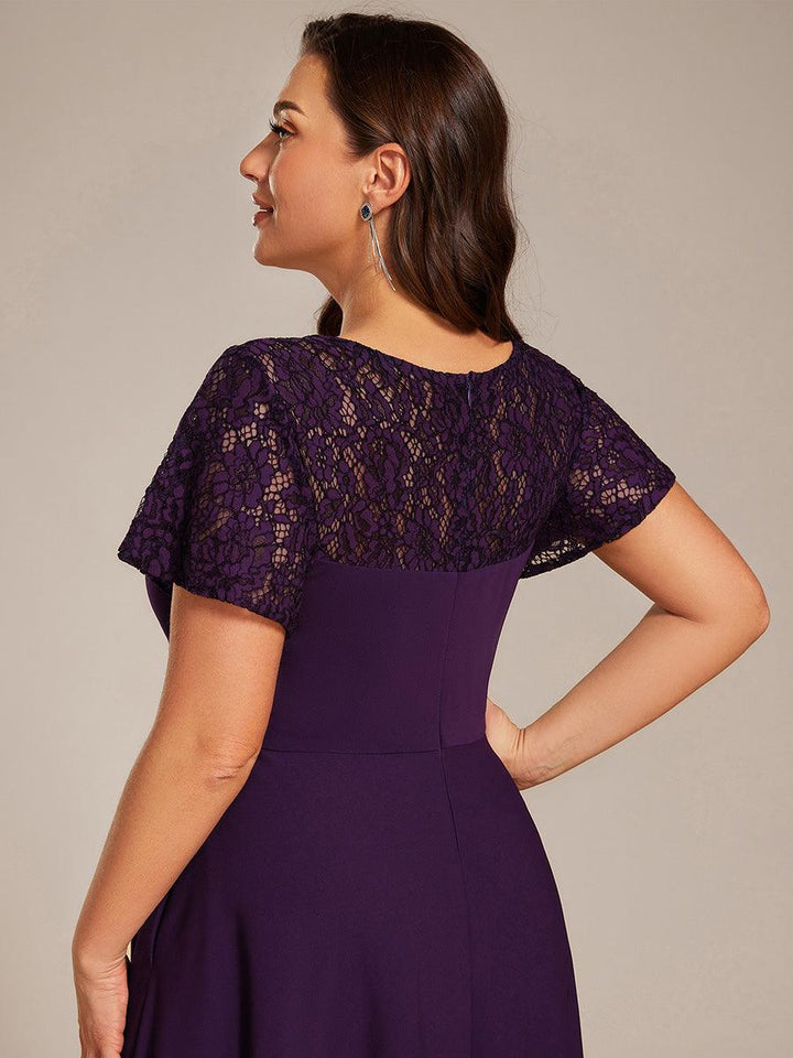 ever EVIE|Short Sleeves A-Line Midi Wedding Guest Dress with Pockets