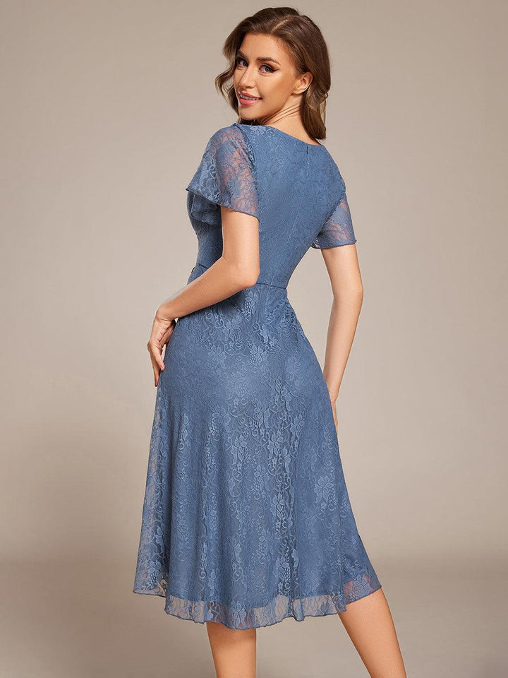 ever PALOMA|Ruffled Sleeves Lace A-Line Formal Evening Dress