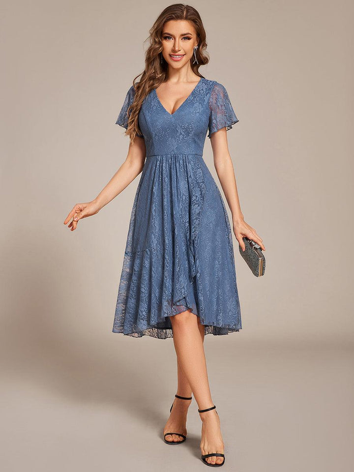 ever PALOMA|Ruffled Sleeves Lace A-Line Formal Evening Dress