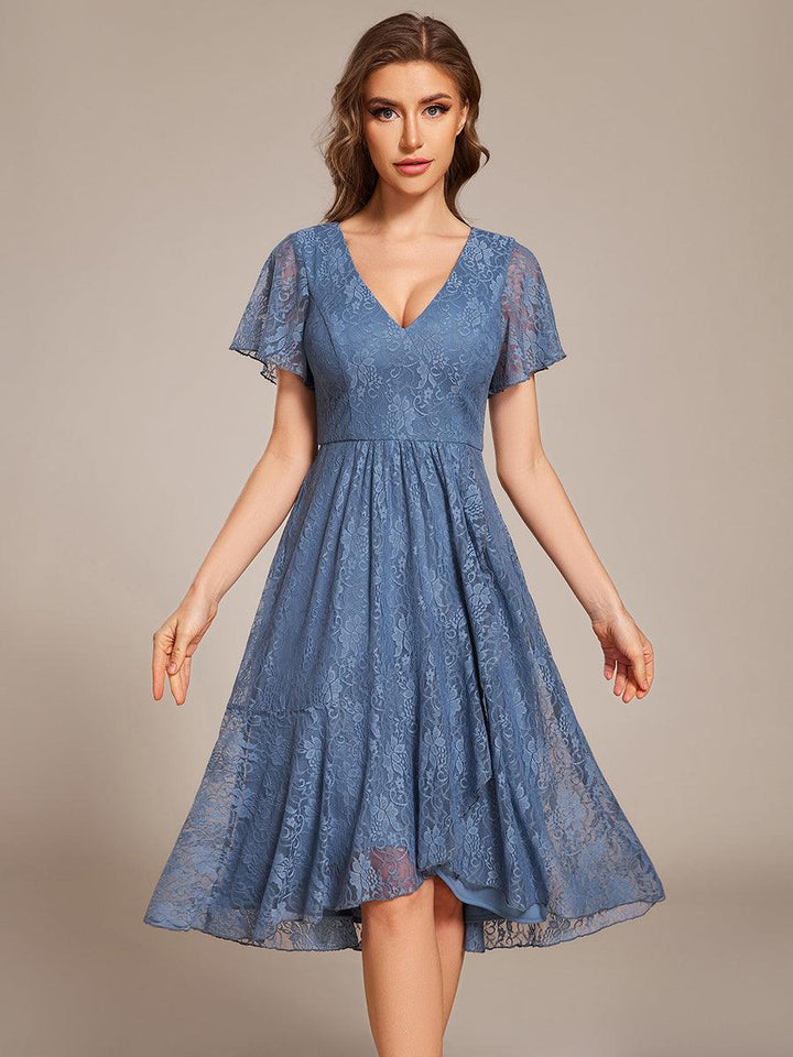 ever PALOMA|Ruffled Sleeves Lace A-Line Formal Evening Dress