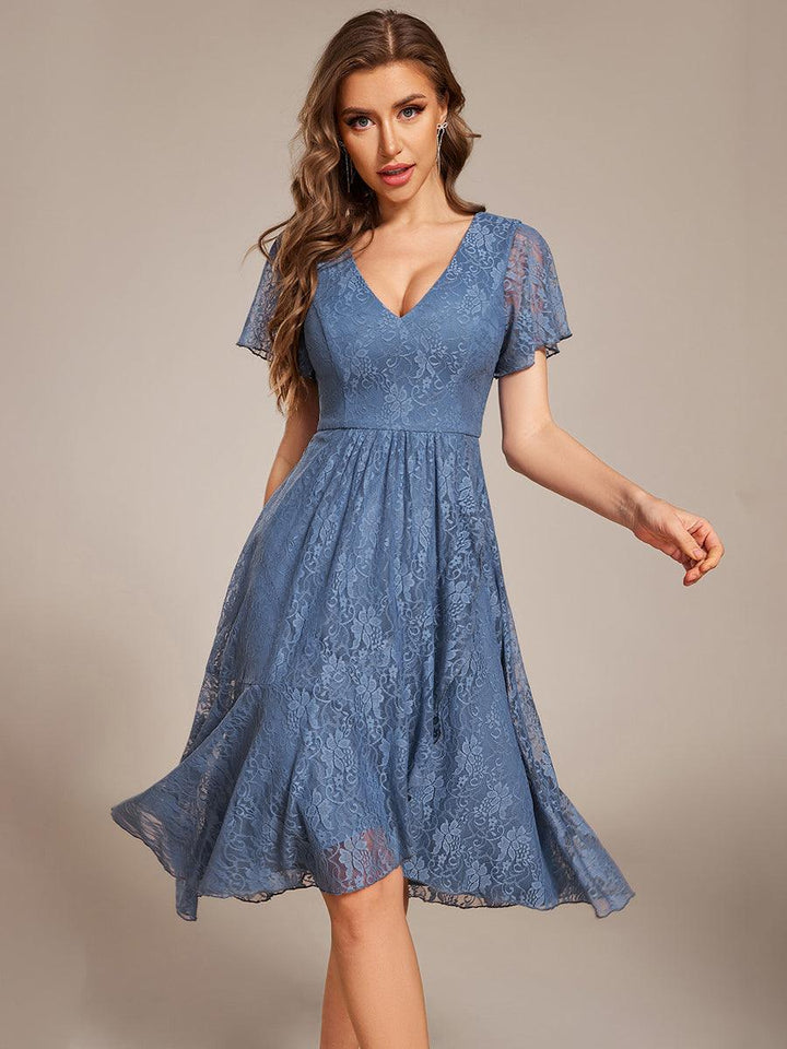 ever PALOMA|Ruffled Sleeves Lace A-Line Formal Evening Dress