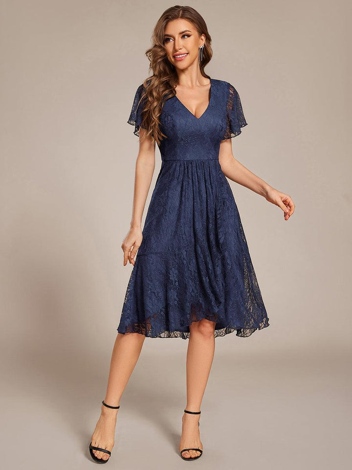 ever PALOMA|Ruffled Sleeves Lace A-Line Formal Evening Dress