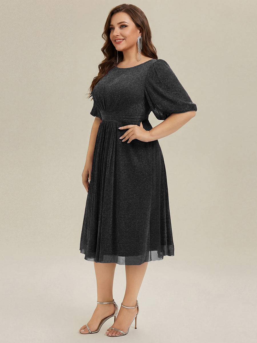 pretty MARIS|Plus Size Glitter Half Sleeve A-Line Wedding Guest Dress