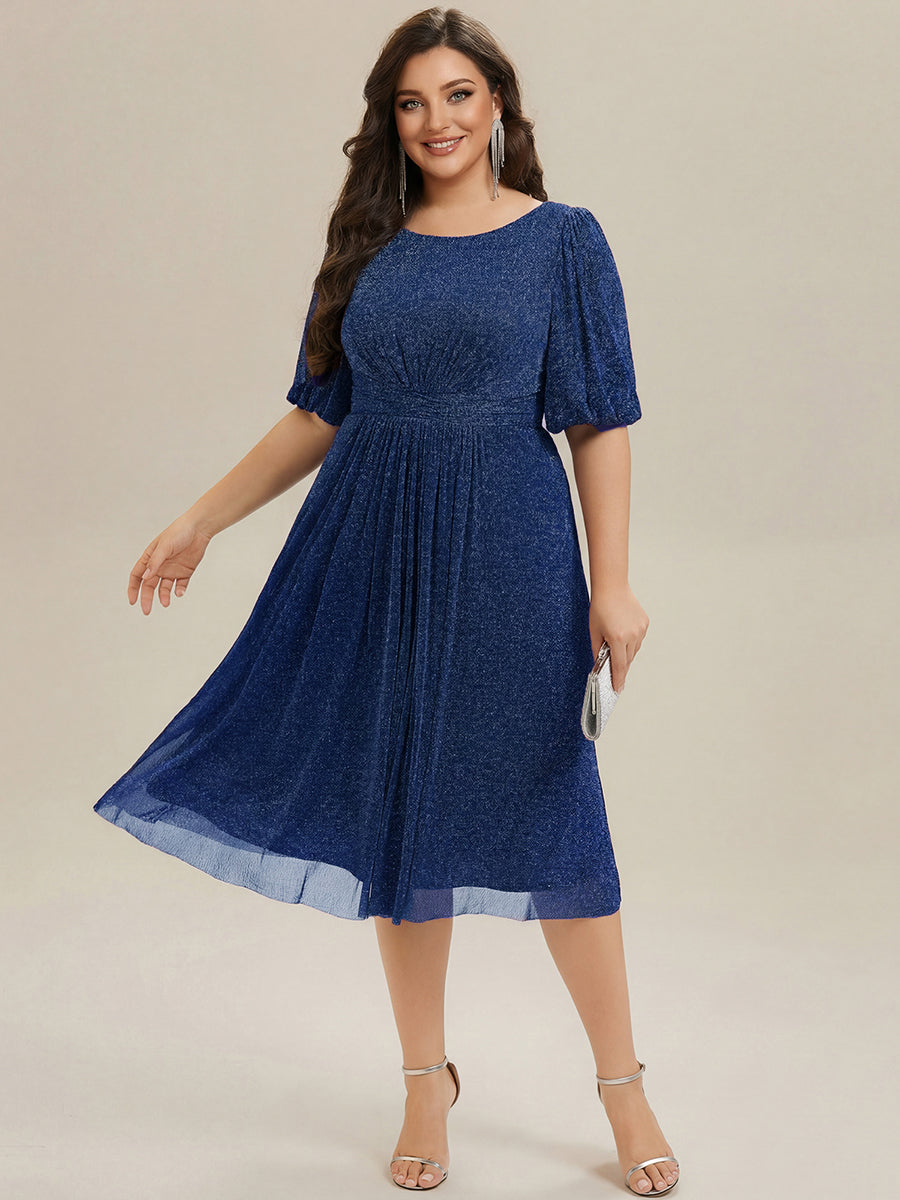 pretty MARIS|Plus Size Glitter Half Sleeve A-Line Wedding Guest Dress