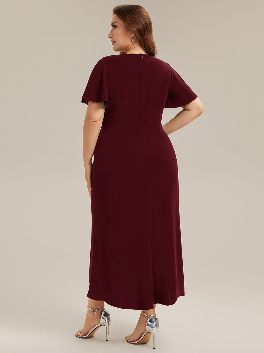 Plus Size Thigh-High Slit Knit Wedding Guest Dress