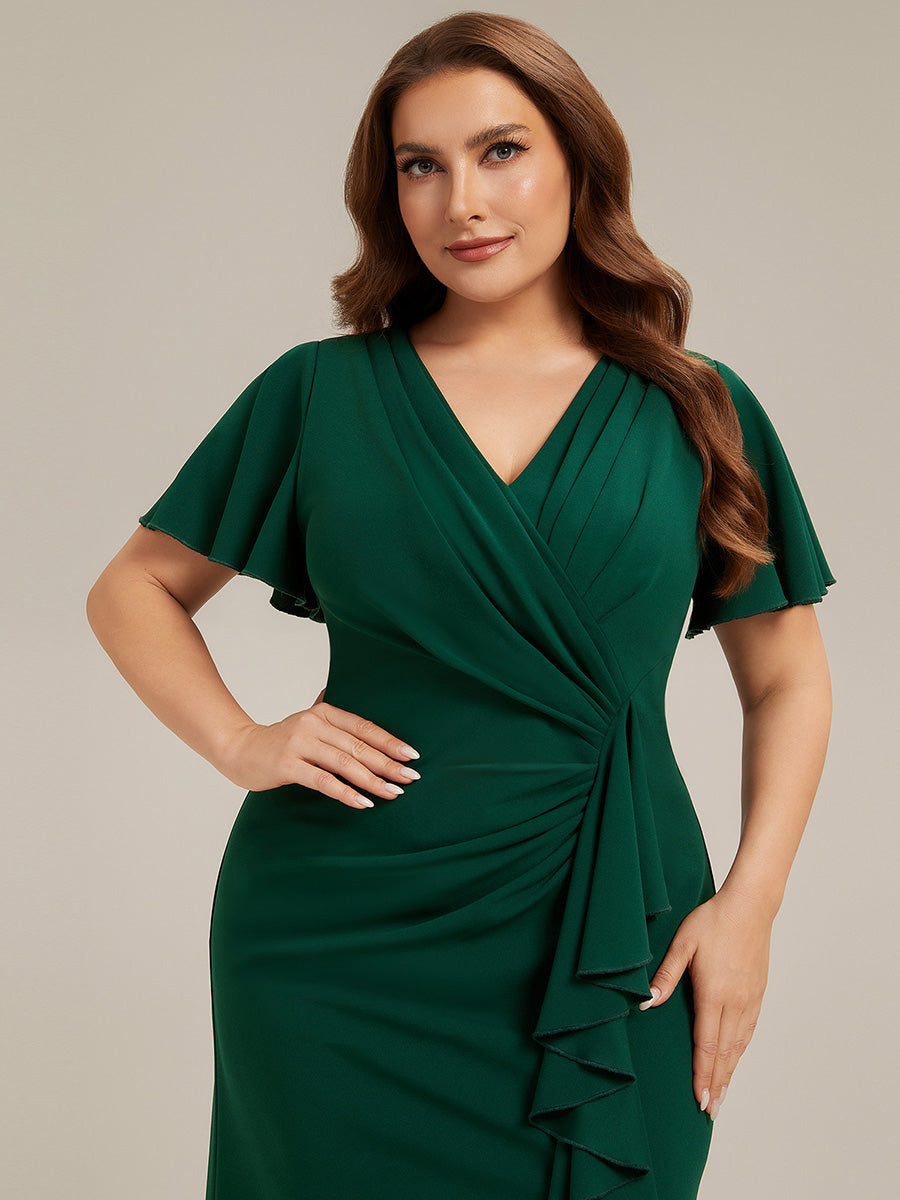 Plus Size Thigh-High Slit Knit Wedding Guest Dress