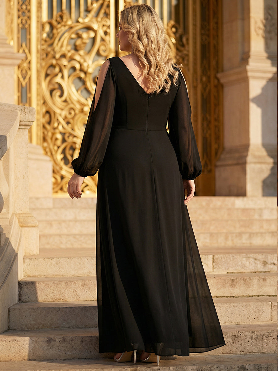 Plus Size Cut-Out Detail Chiffon Evening Dress