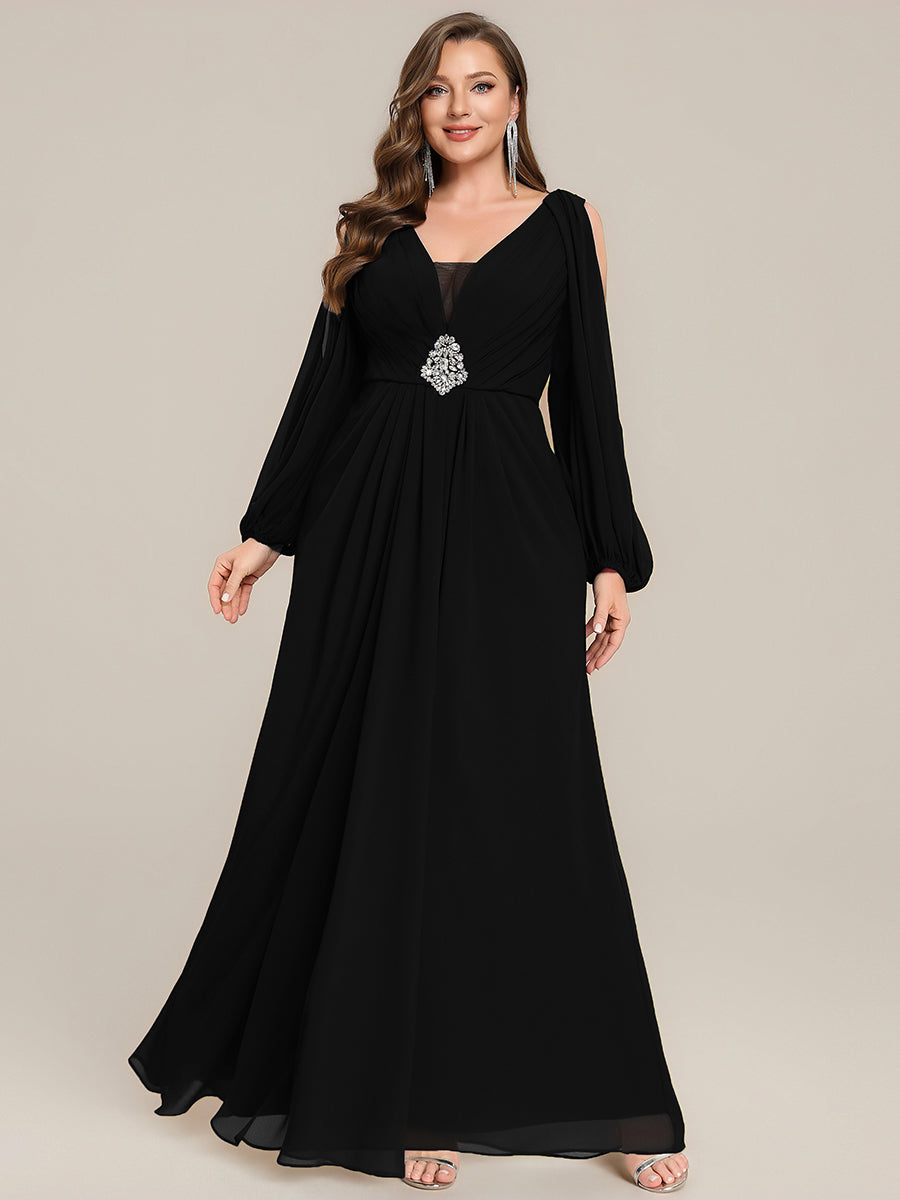 Plus Size Cut-Out Detail Chiffon Evening Dress