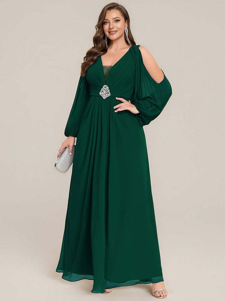 Plus Size Cut-Out Detail Chiffon Evening Dress
