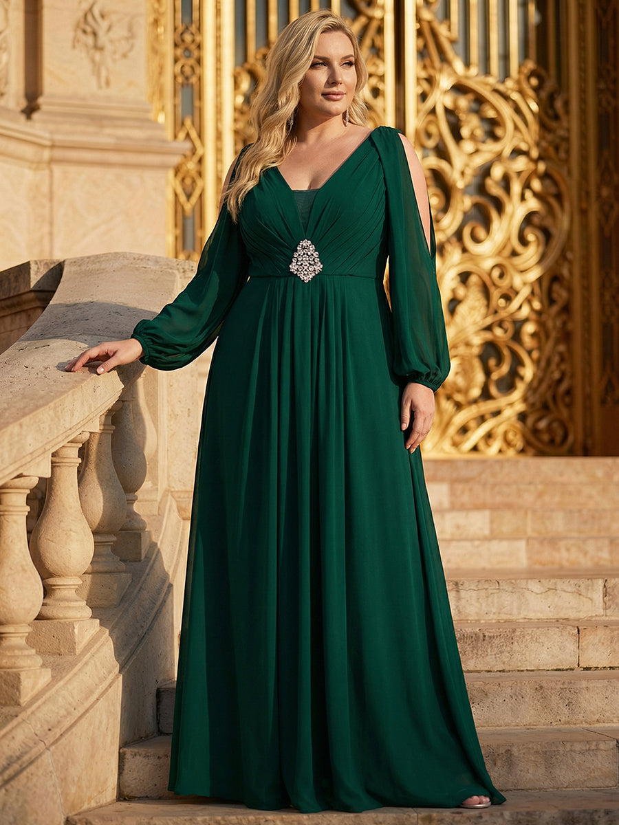 Plus Size Cut-Out Detail Chiffon Evening Dress
