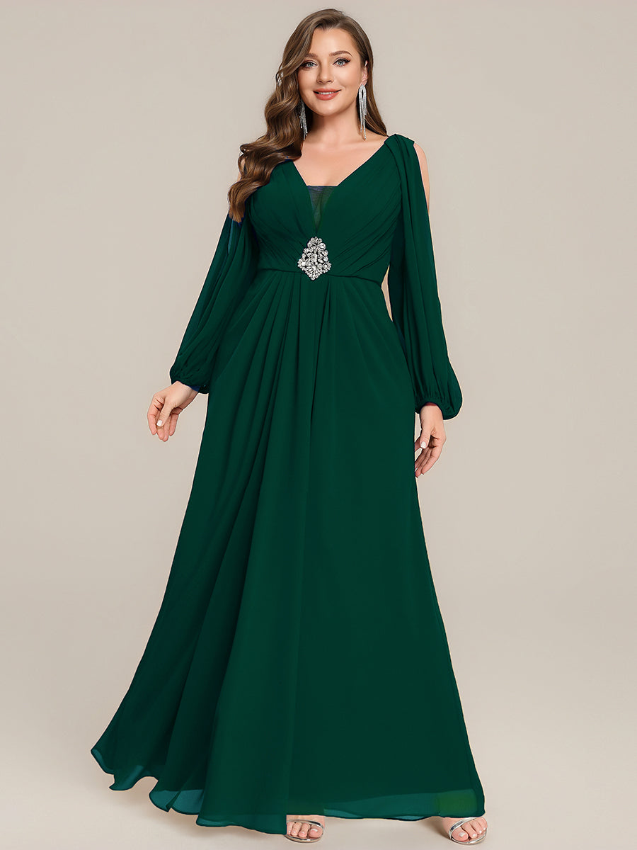 Plus Size Cut-Out Detail Chiffon Evening Dress