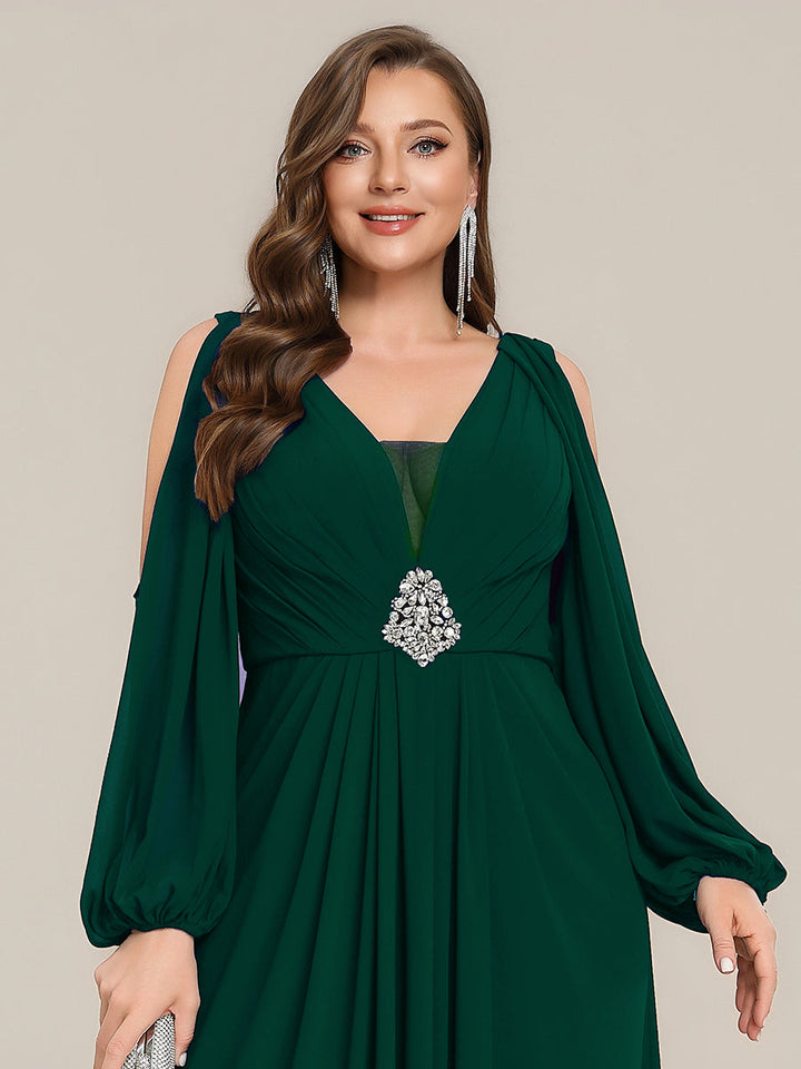 Plus Size Cut-Out Detail Chiffon Evening Dress