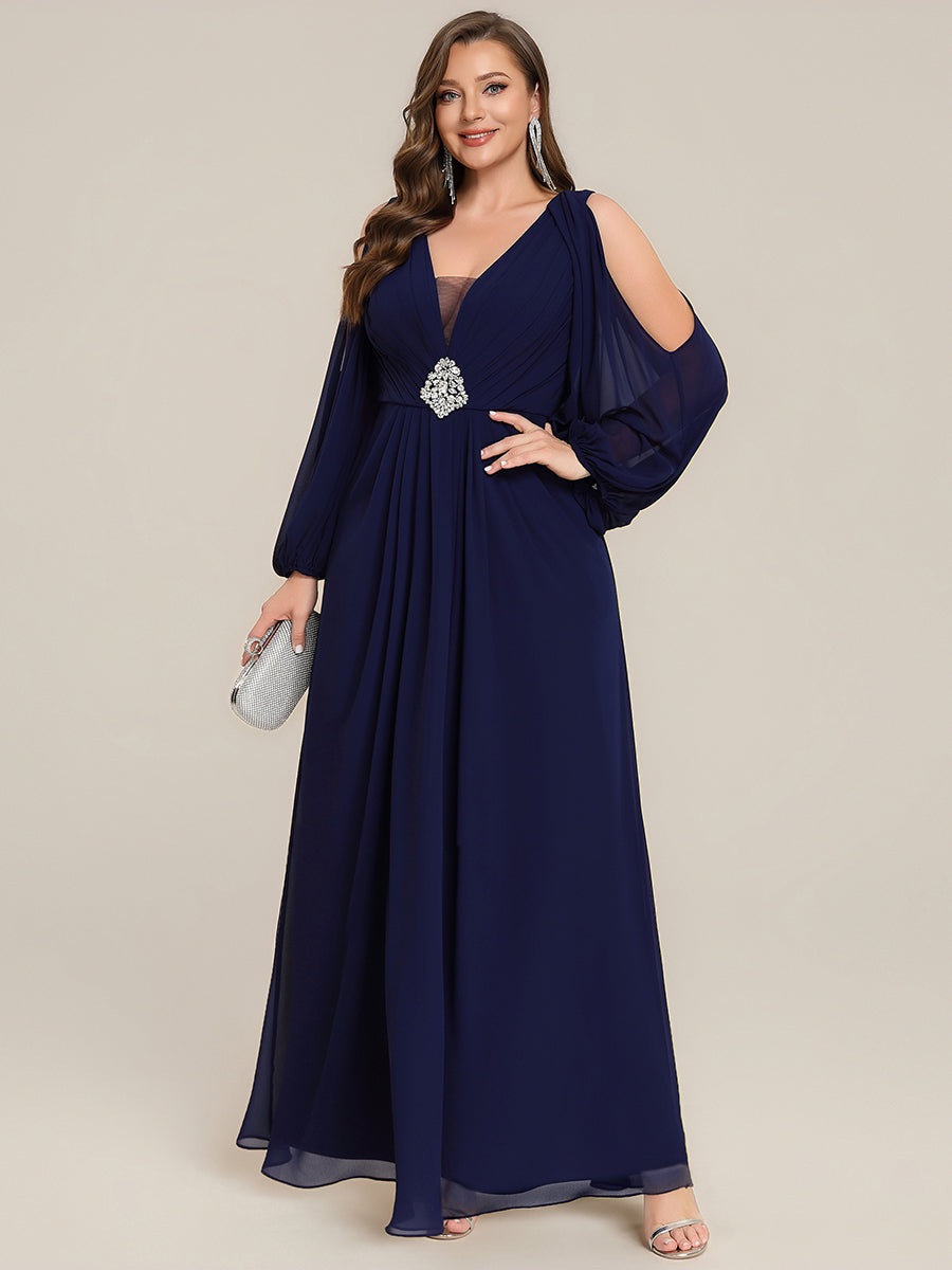 Plus Size Cut-Out Detail Chiffon Evening Dress