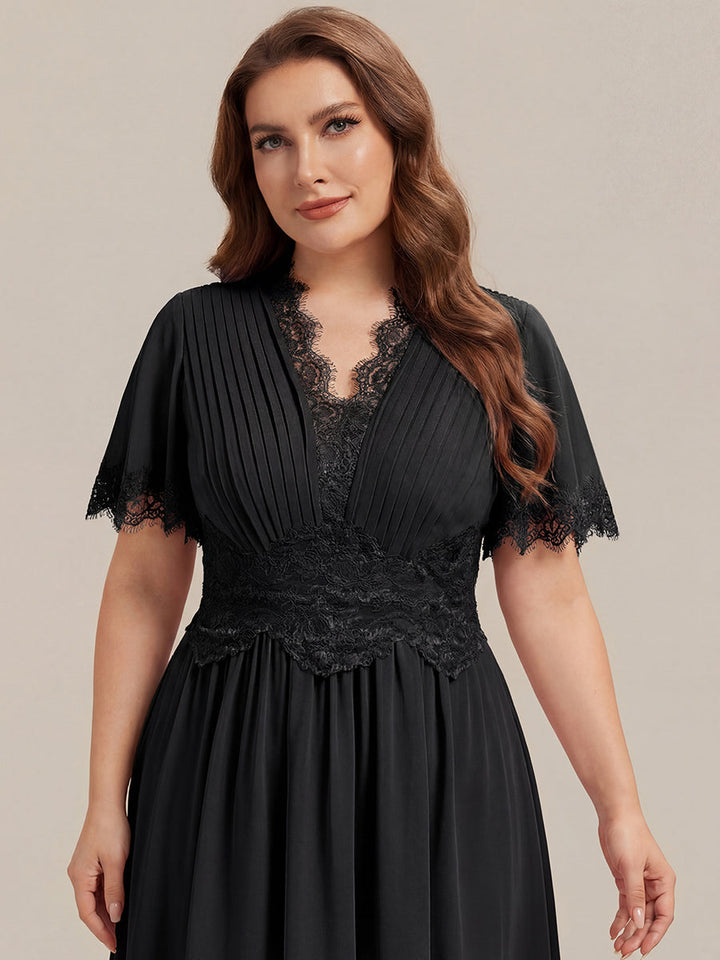 Plus Size Cut-Out Detail Chiffon Wedding Guest Dress