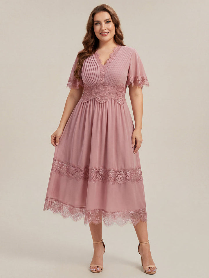 Plus Size Cut-Out Detail Chiffon Wedding Guest Dress