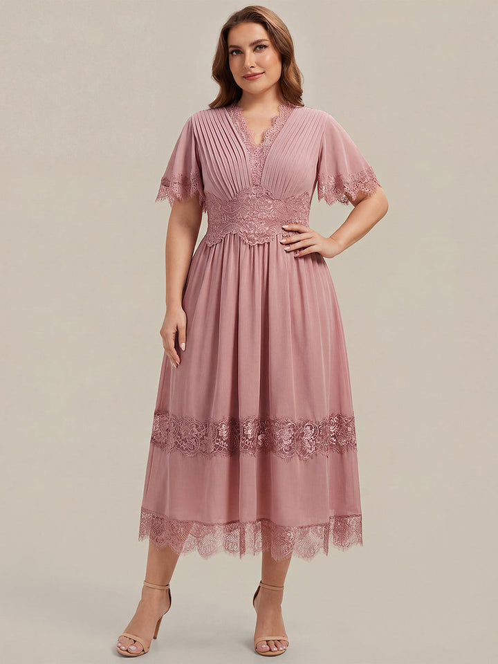 Plus Size Cut-Out Detail Chiffon Wedding Guest Dress