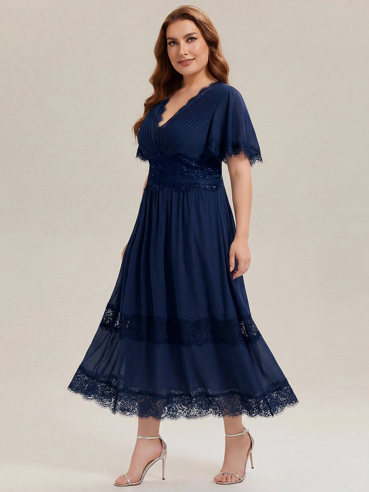 Plus Size Cut-Out Detail Chiffon Wedding Guest Dress