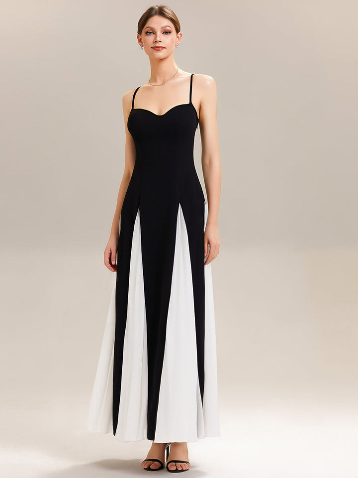 ever IVOIRE|Stretch Bodice Spaghetti Strap Maxi Dress for Black Tie Formal Dress