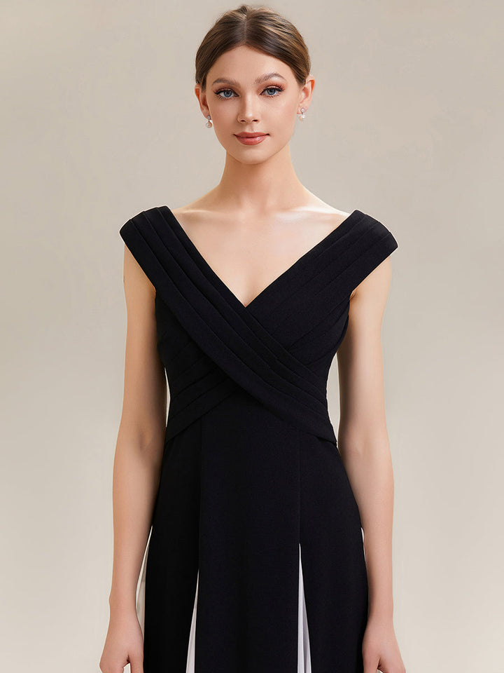 ever ONYX|Elegant Design Knit Cap Sleeve Formal Dress