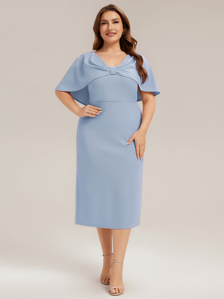 Knit Shawl Sleeve Sheath Wedding Guest Dress