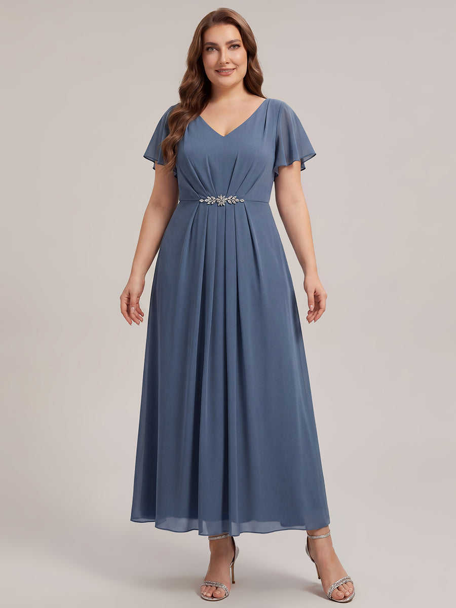 Plus Size Rhinestone Embellished Chiffon Wedding Guest Dress