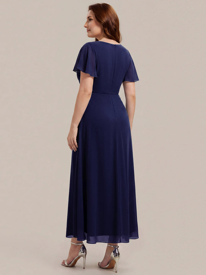 Plus Size Rhinestone Embellished Chiffon Wedding Guest Dress