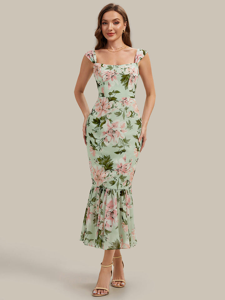 Mermaid Chiffon Sleeveless Wedding Guest Dress