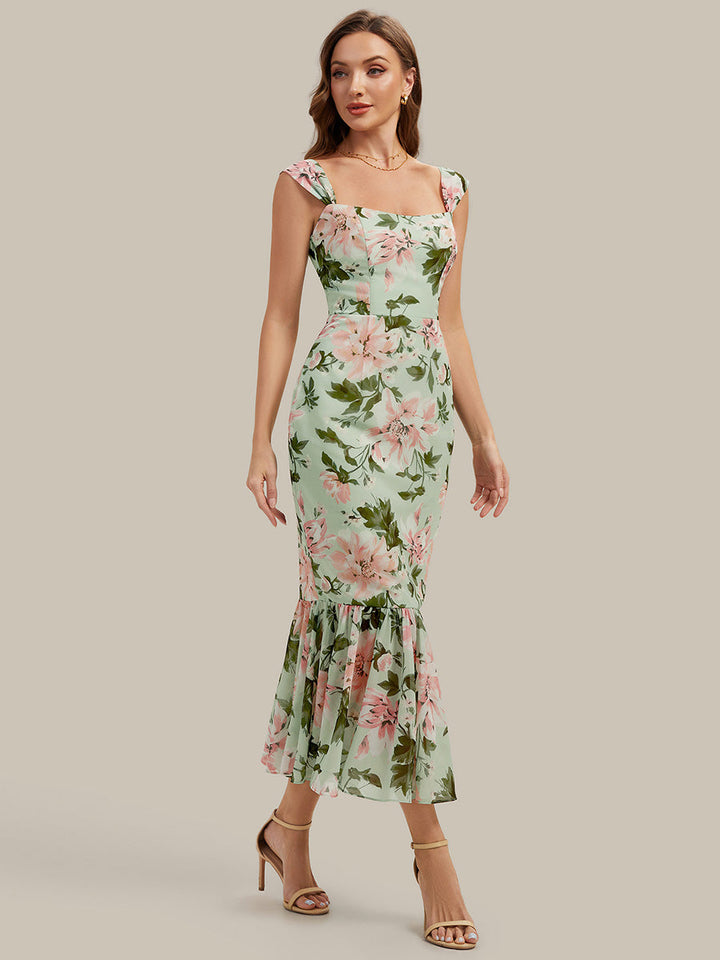 Mermaid Chiffon Sleeveless Wedding Guest Dress
