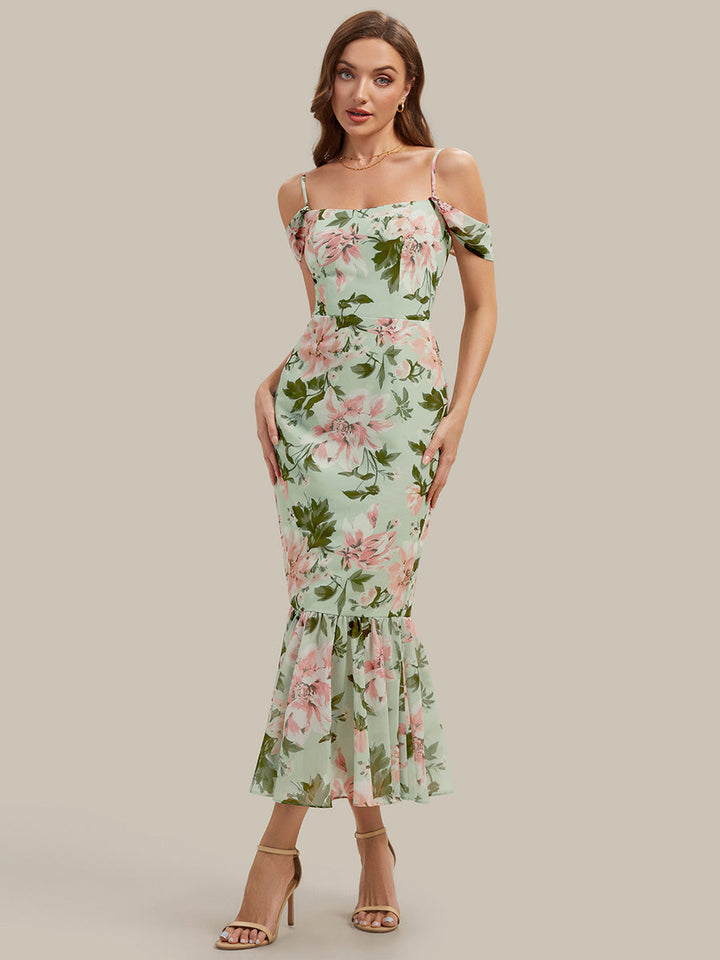 Mermaid Chiffon Sleeveless Wedding Guest Dress