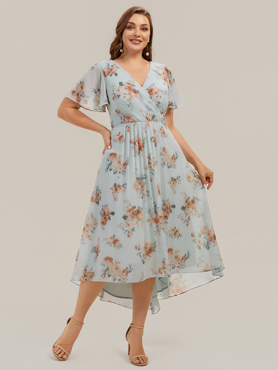 Plus Size Printed Chiffon Wedding Guest Dress