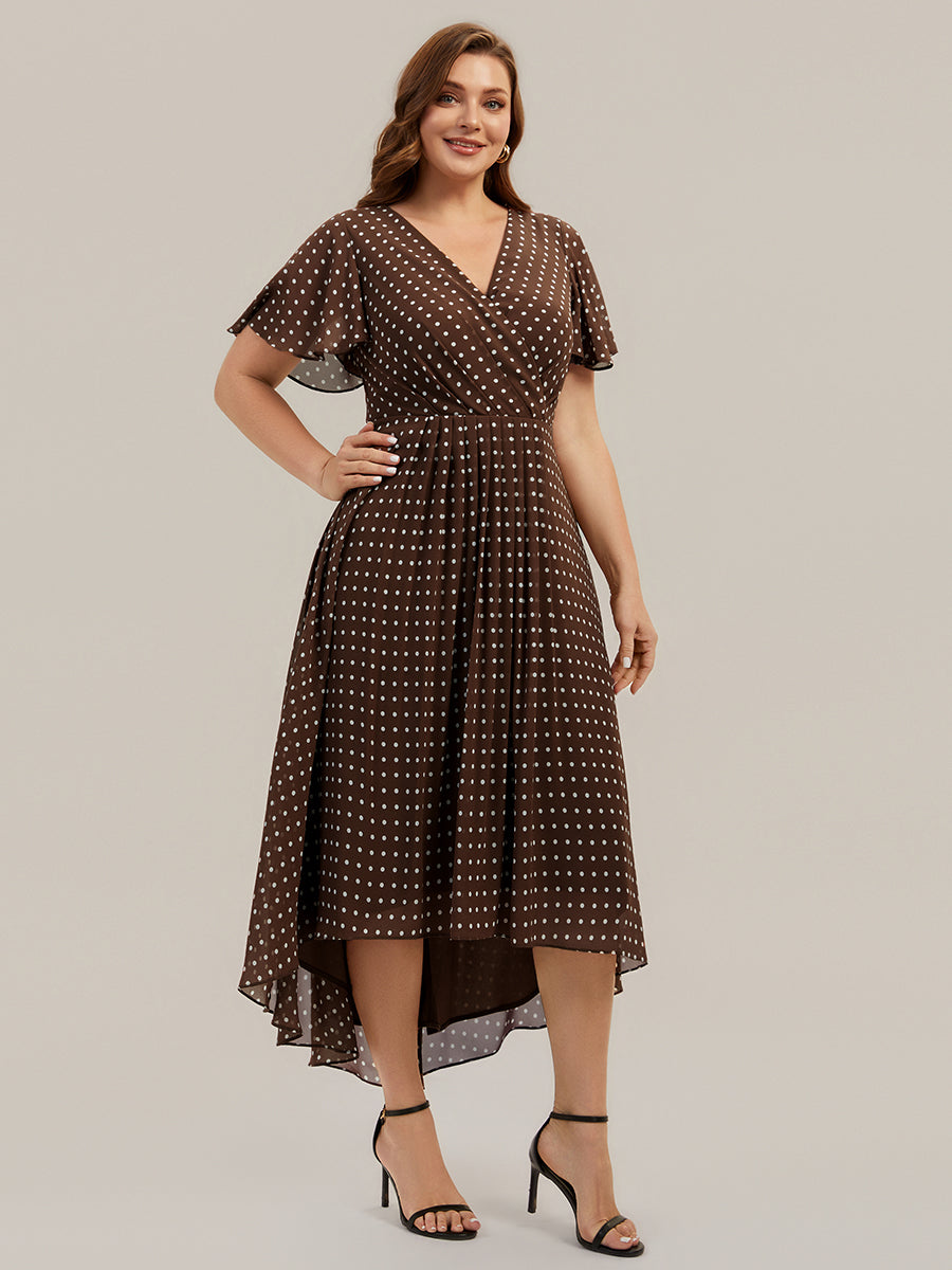 Plus Size Printed Chiffon Wedding Guest Dress