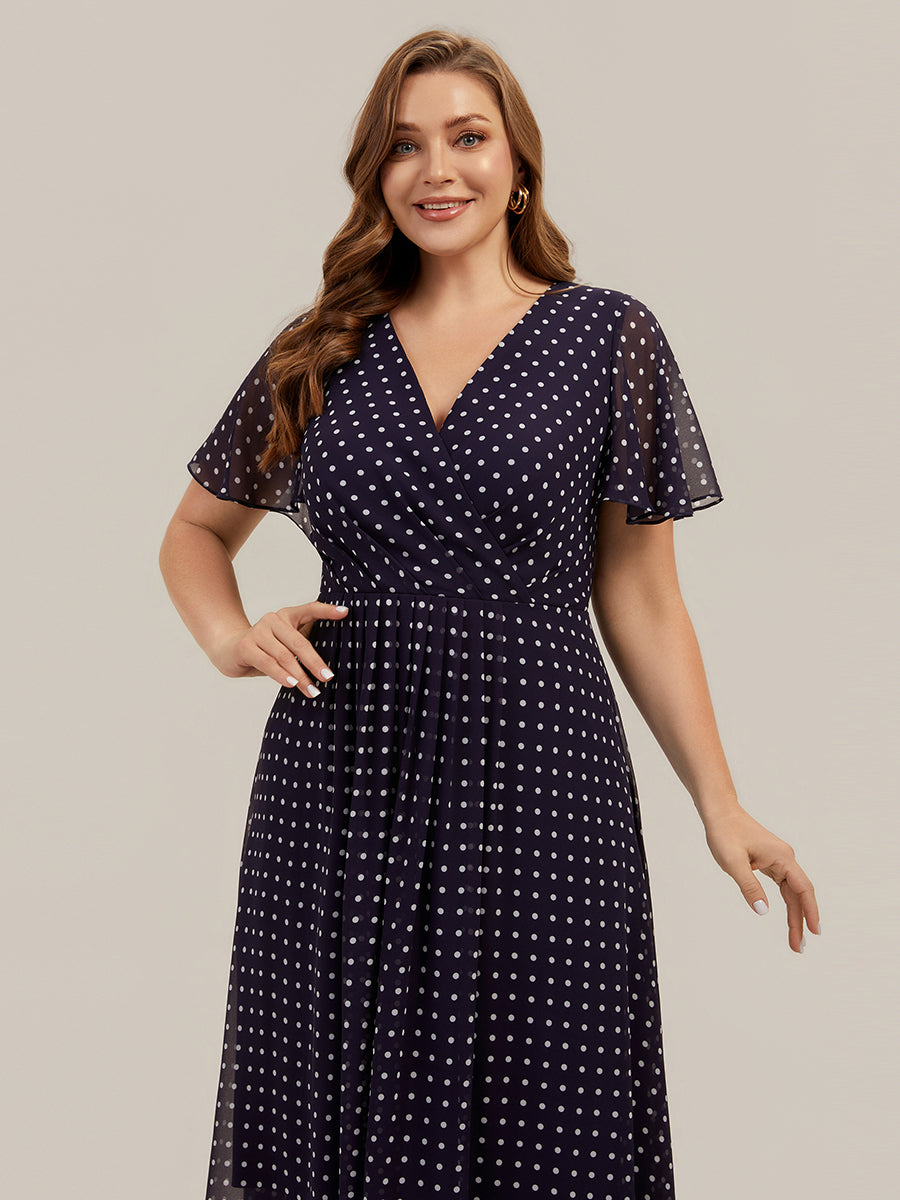 Plus Size Printed Chiffon Wedding Guest Dress