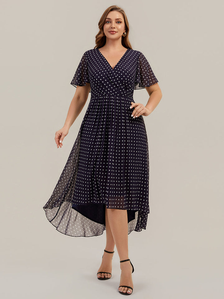 Plus Size Printed Chiffon Wedding Guest Dress