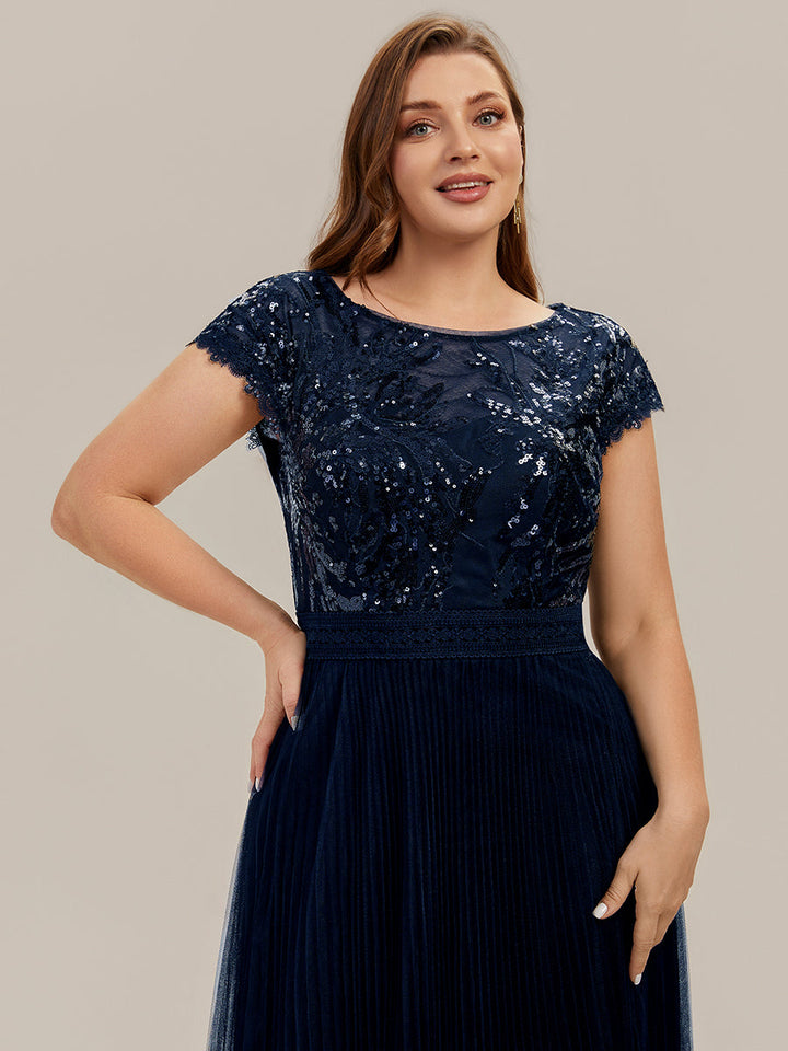 Plus Size Glitter A-Line Wedding Guest Dress