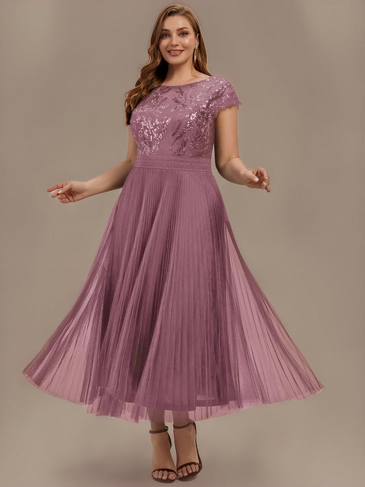 Plus Size Glitter A-Line Wedding Guest Dress