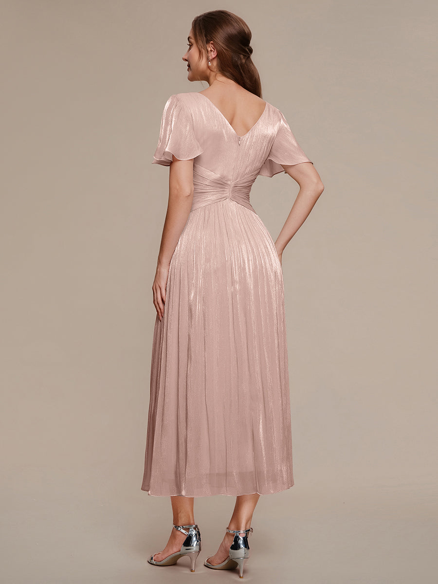 Ruffled Sea-island Ruffle Sleeve Midi Wedding Guest Dress