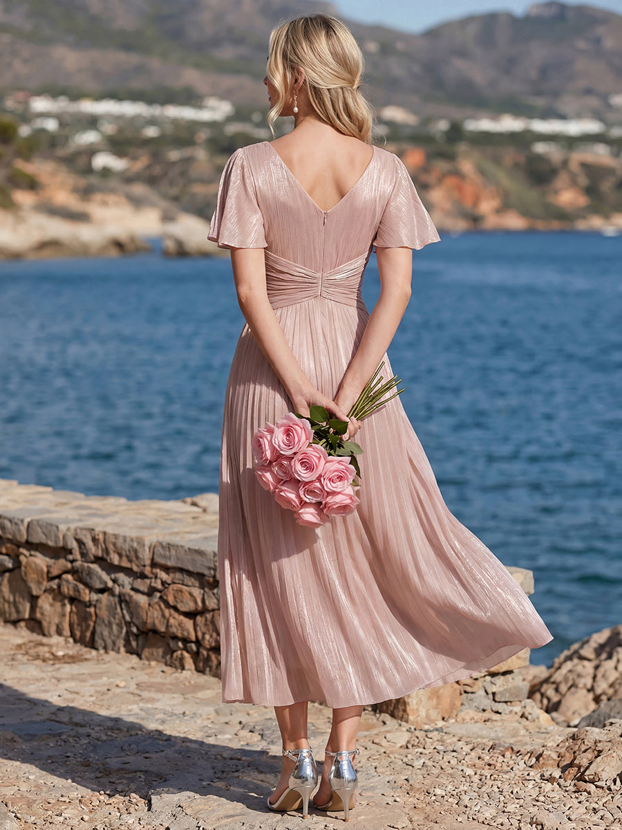 Ruffled Sea-island Ruffle Sleeve Midi Wedding Guest Dress